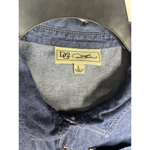 Dianne Gilman Women Long Sleeve Cold Shoulder Button Up Jean Shirt XL Denim Top - Picture 5 of 7